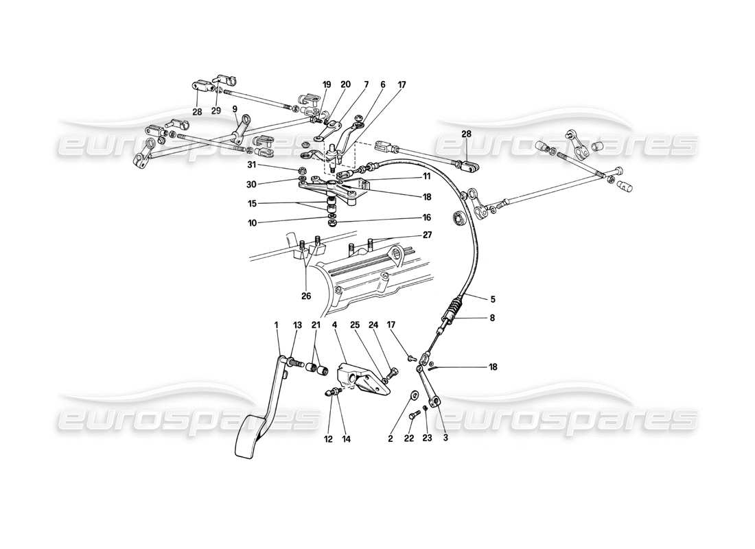 ferrari 400i (1983 mechanical) drosselklappensteuerung (gültig für rhd-versionen) teilediagramm