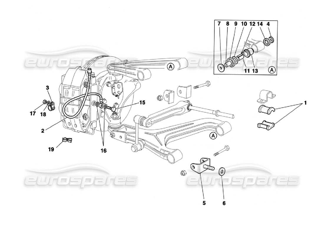 ferrari 355 challenge (1996) teilediagramm für vorderradaufhängung und bremsleitungen