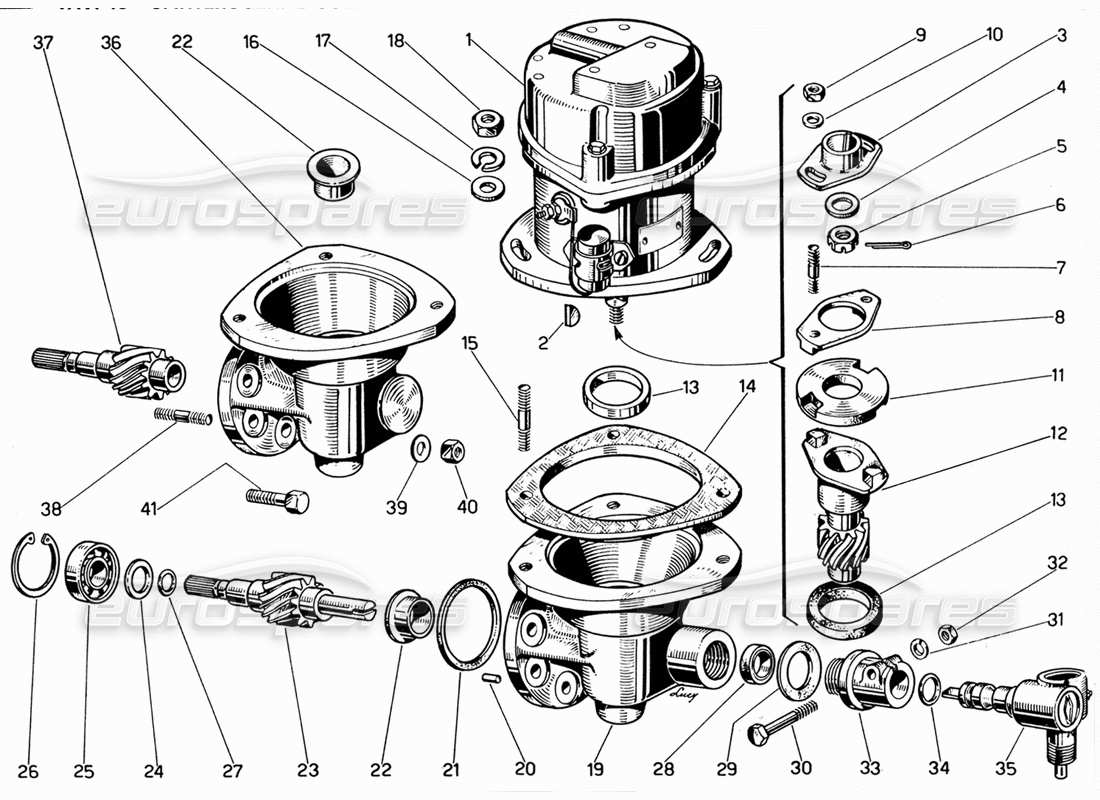 ferrari 330 gt 2+2 verteiler und steuerungen ersatzteildiagramm