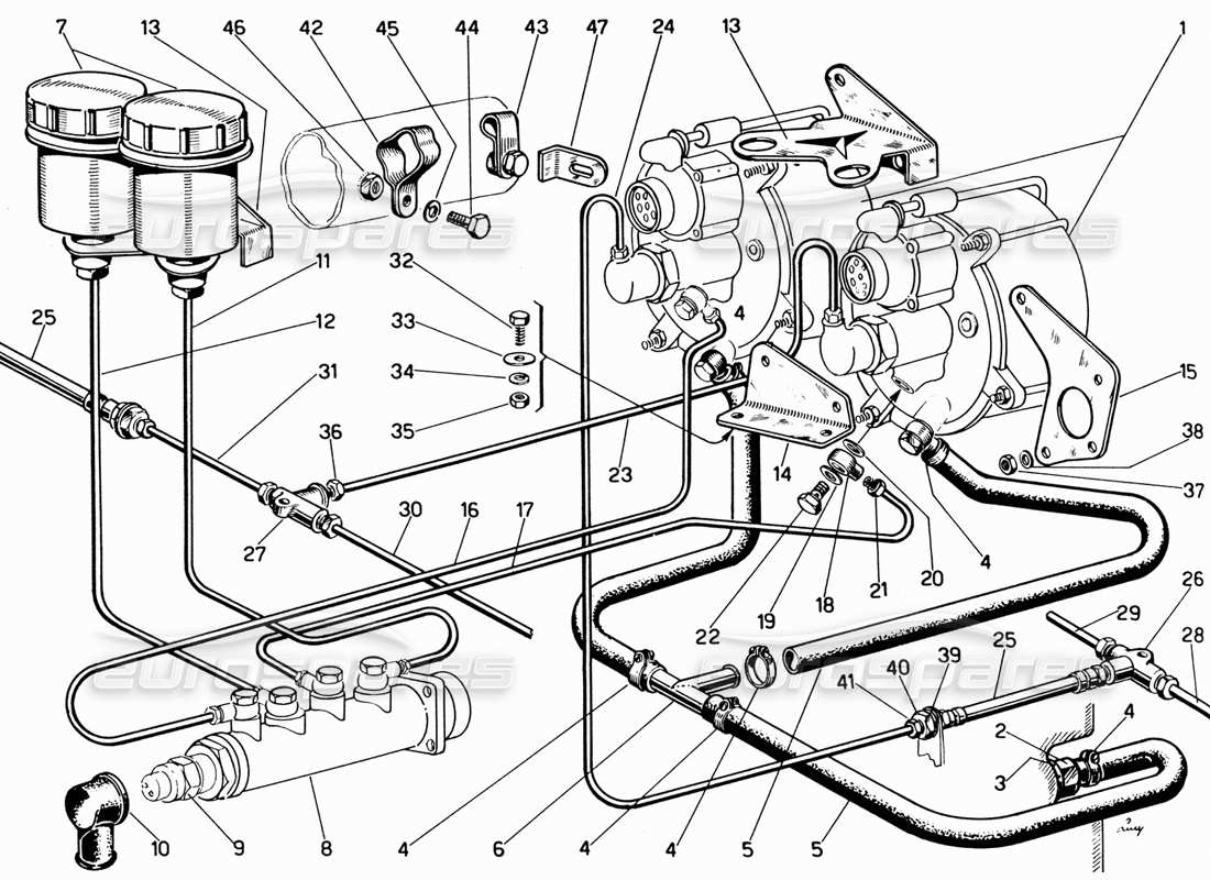 ferrari 330 gt 2+2 teilediagramm der bremssteuerung