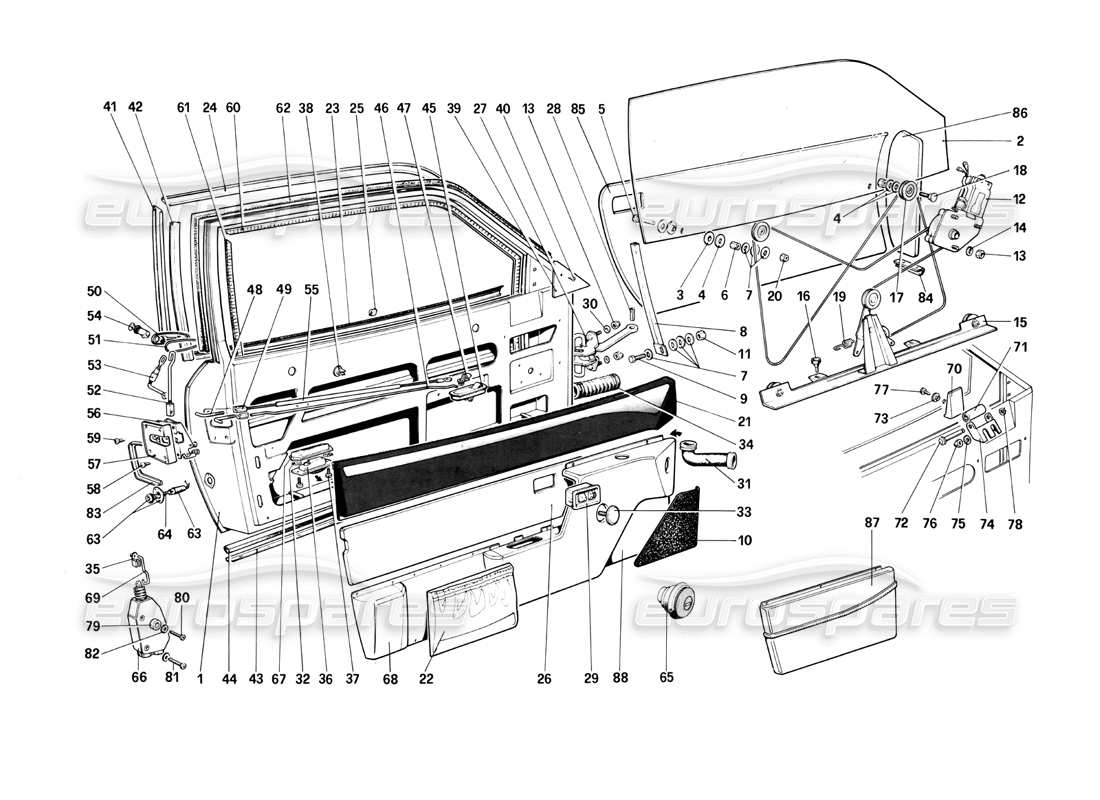 ferrari mondial 3.0 qv (1984) türen - quattrovalvole-ersatzteildiagramm