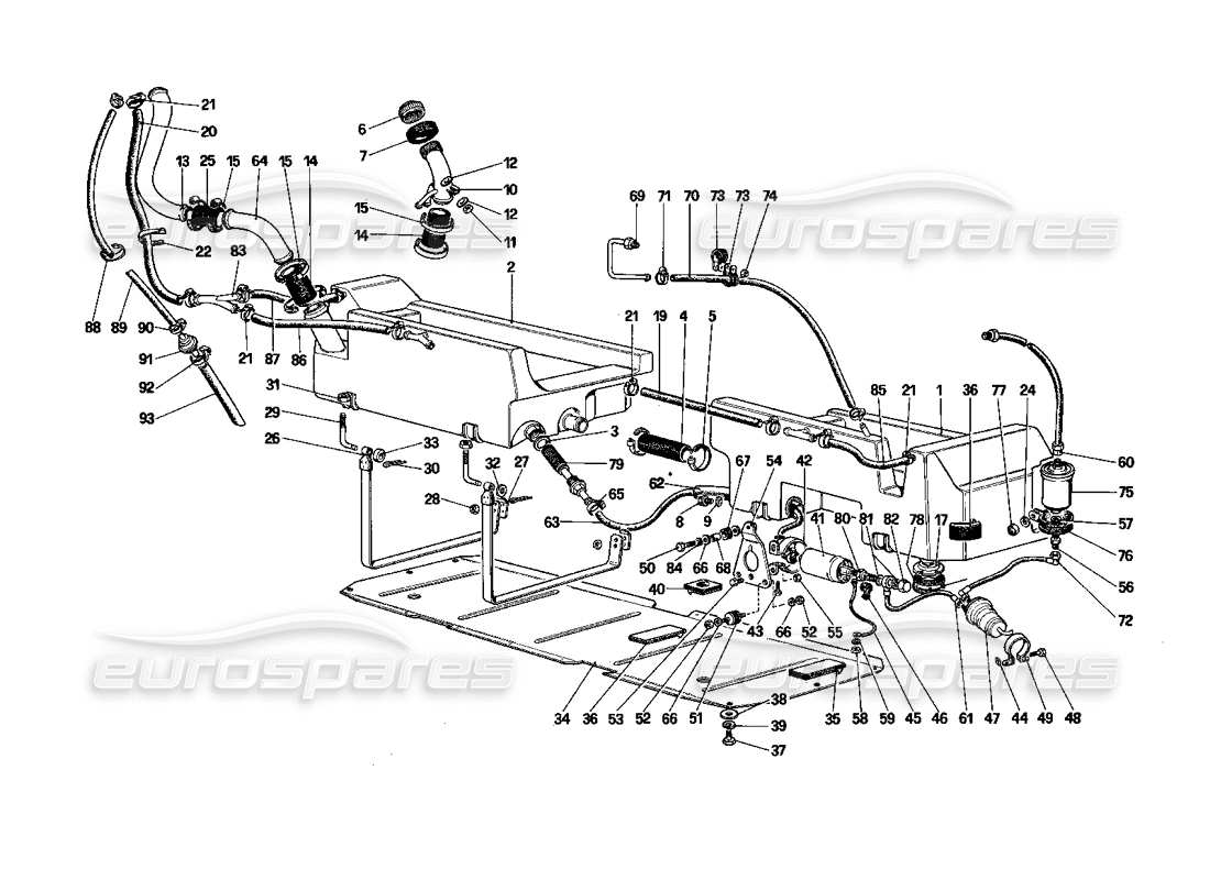 ferrari mondial 3.0 qv (1984) kraftstoffpumpe und -leitungen (cabriolet) - teilediagramm