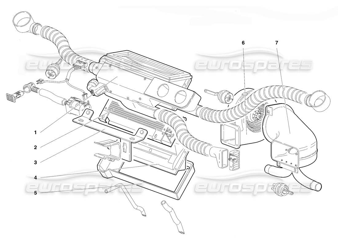 lamborghini diablo vt (1994) klimatisierung (gültig für rh d. version - april 1994) teilediagramm