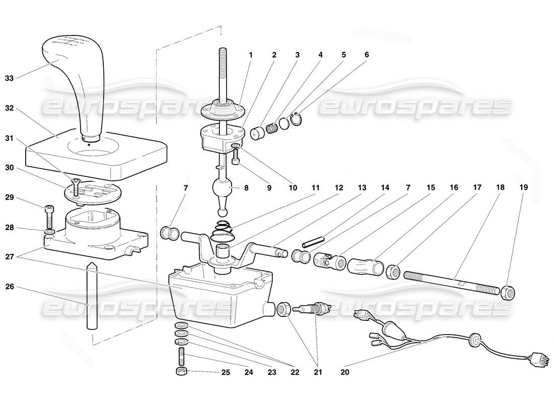 lamborghini diablo vt (1994) getriebekontrollturm teilediagramm