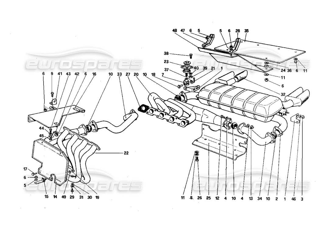 ferrari 308 quattrovalvole (1985) abgassystem teilediagramm