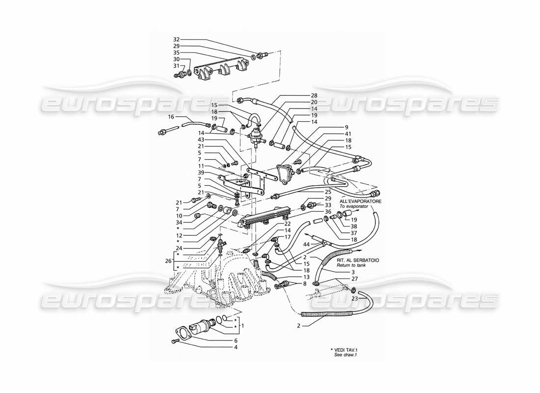 maserati ghibli 2.8 (abs) zubehör für einspritzsysteme teilediagramm