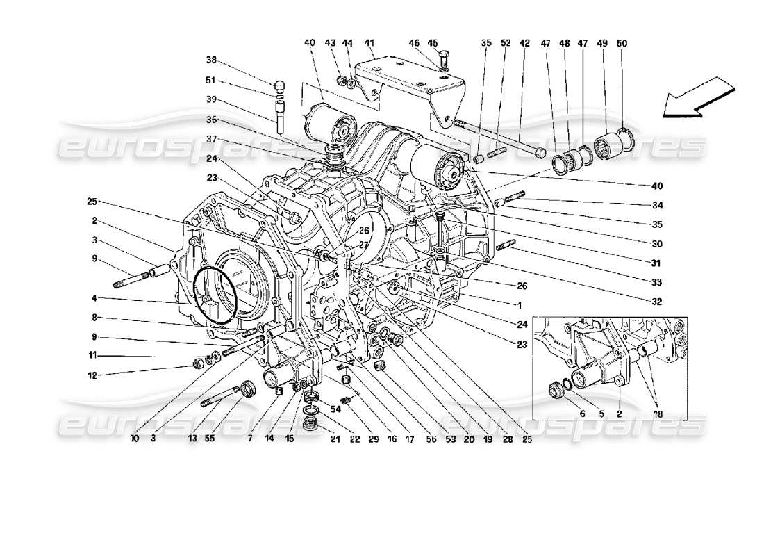 ferrari mondial 3.4 t coupe/cabrio getriebegehäuse und zwischengehäuse - gültig für fahrzeuge mit 3p ersatzteildiagramm