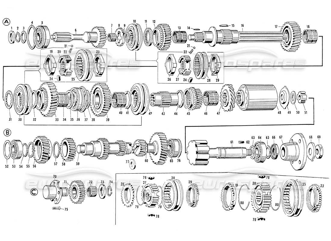 maserati mistral 3.7 transmission gear (s5 17) part diagram