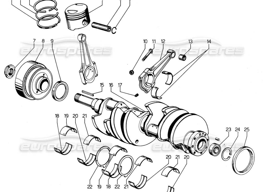 lamborghini urraco p300 kurbelwelle teilediagramm