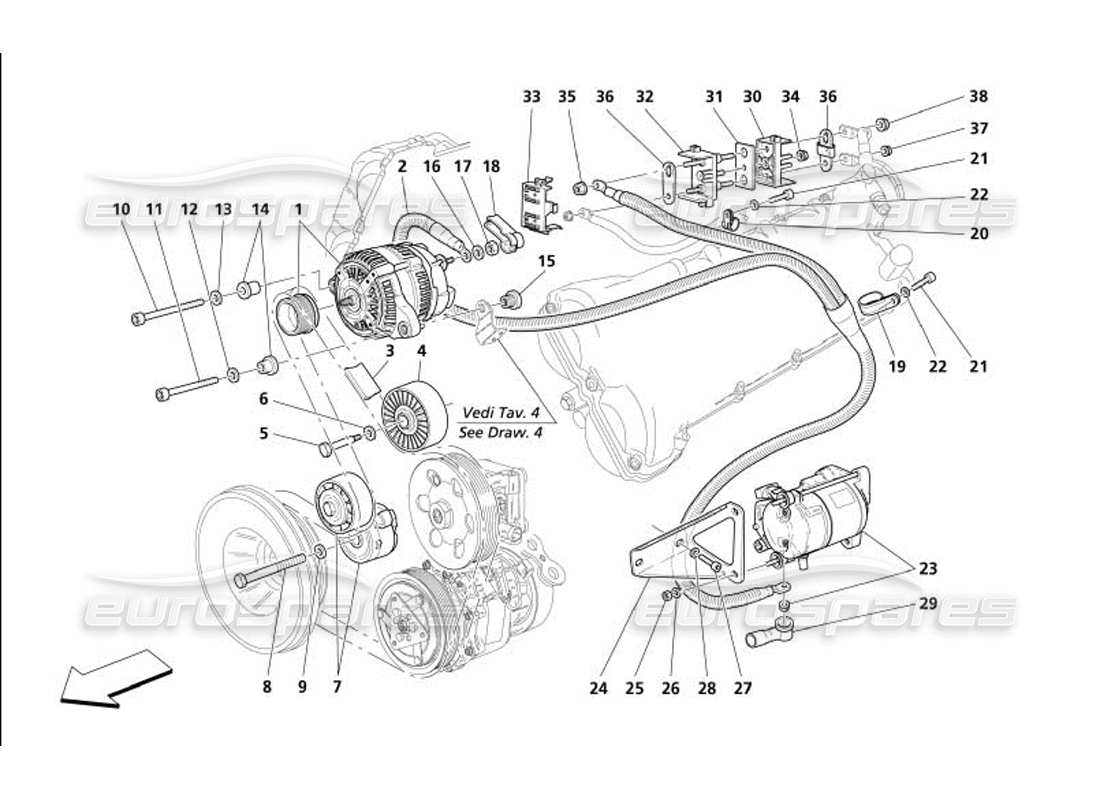 maserati 4200 gransport (2005) stromgenerator-anlasser-teilediagramm