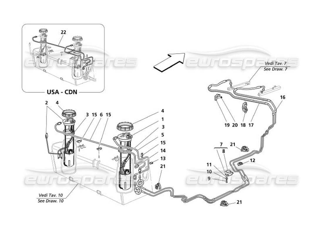 maserati 4200 gransport (2005) kraftstoffpumpe und rohre teilediagramm