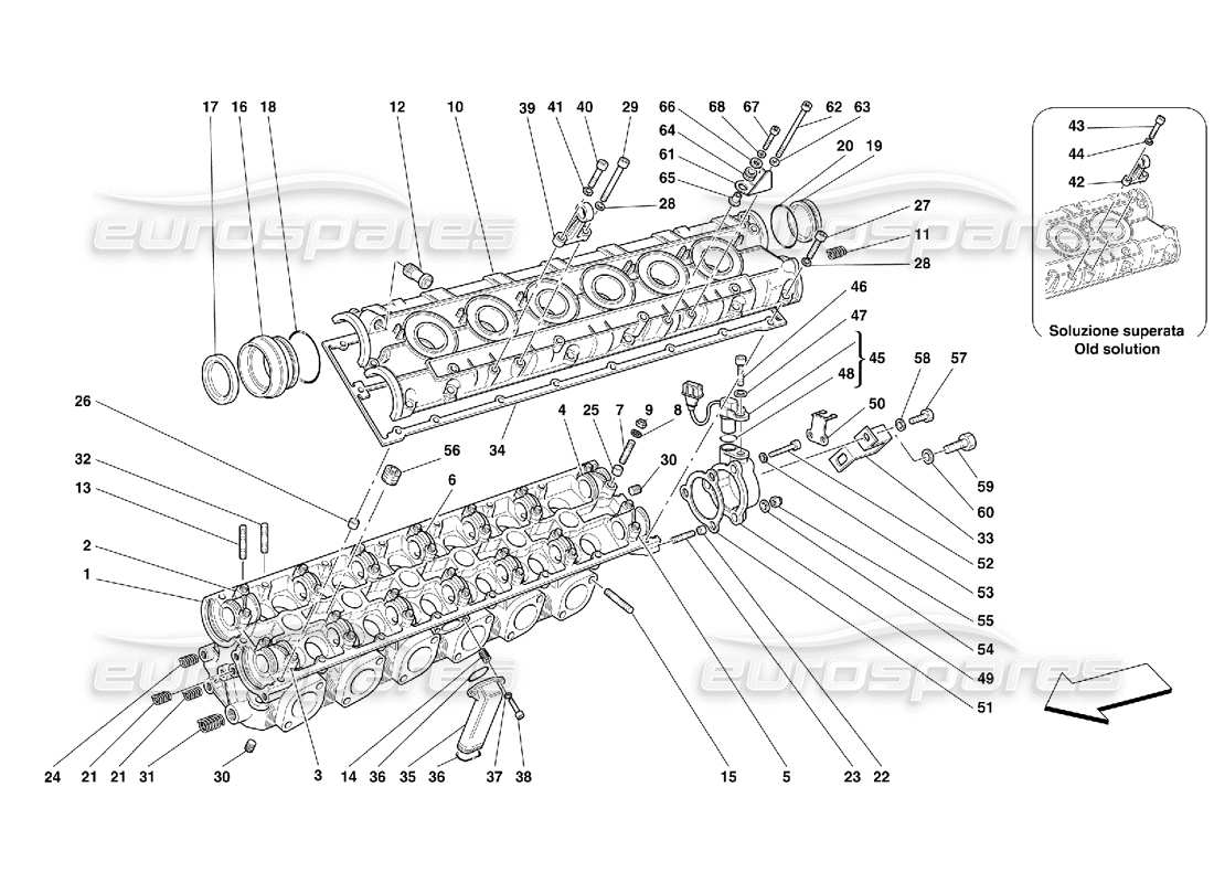 ferrari 456 gt/gta teilediagramm des linken zylinderkopfes