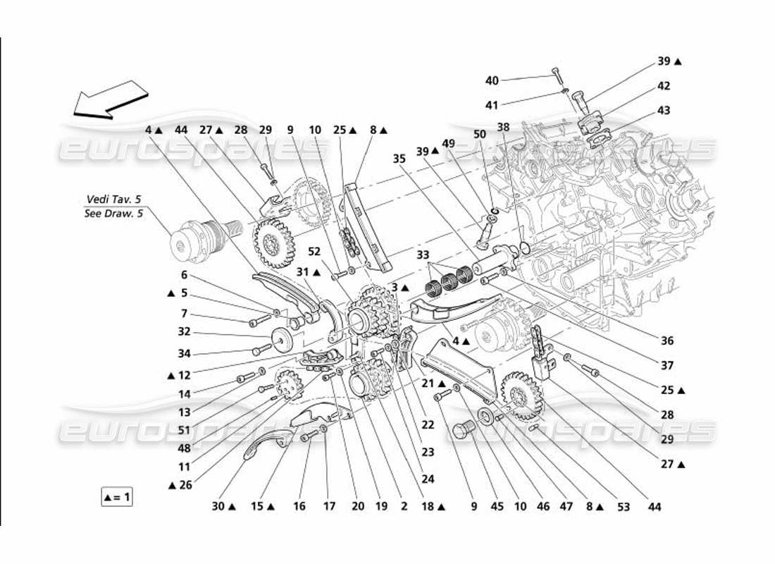 maserati 4200 spyder (2005) timing - steuerungen teilediagramm