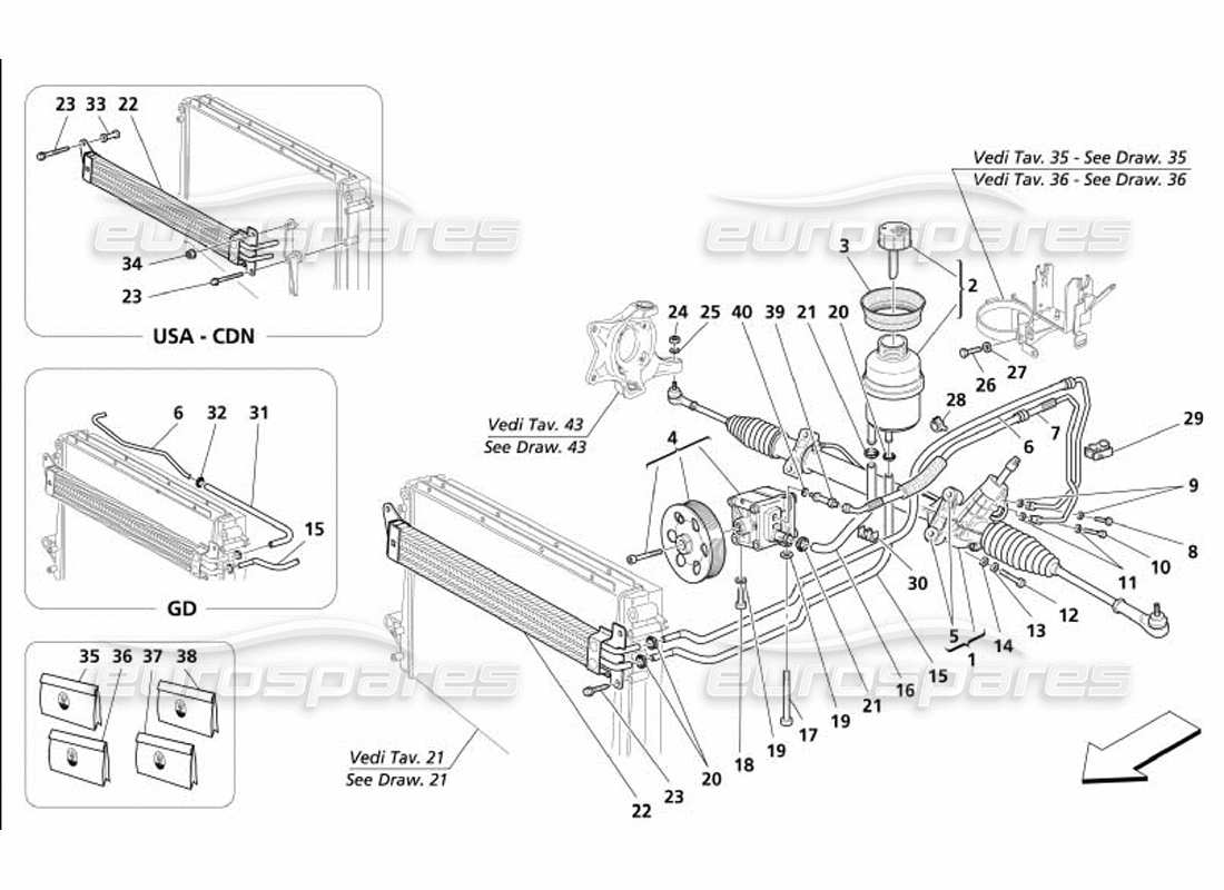 maserati 4200 gransport (2005) lenkgetriebe teilediagramm