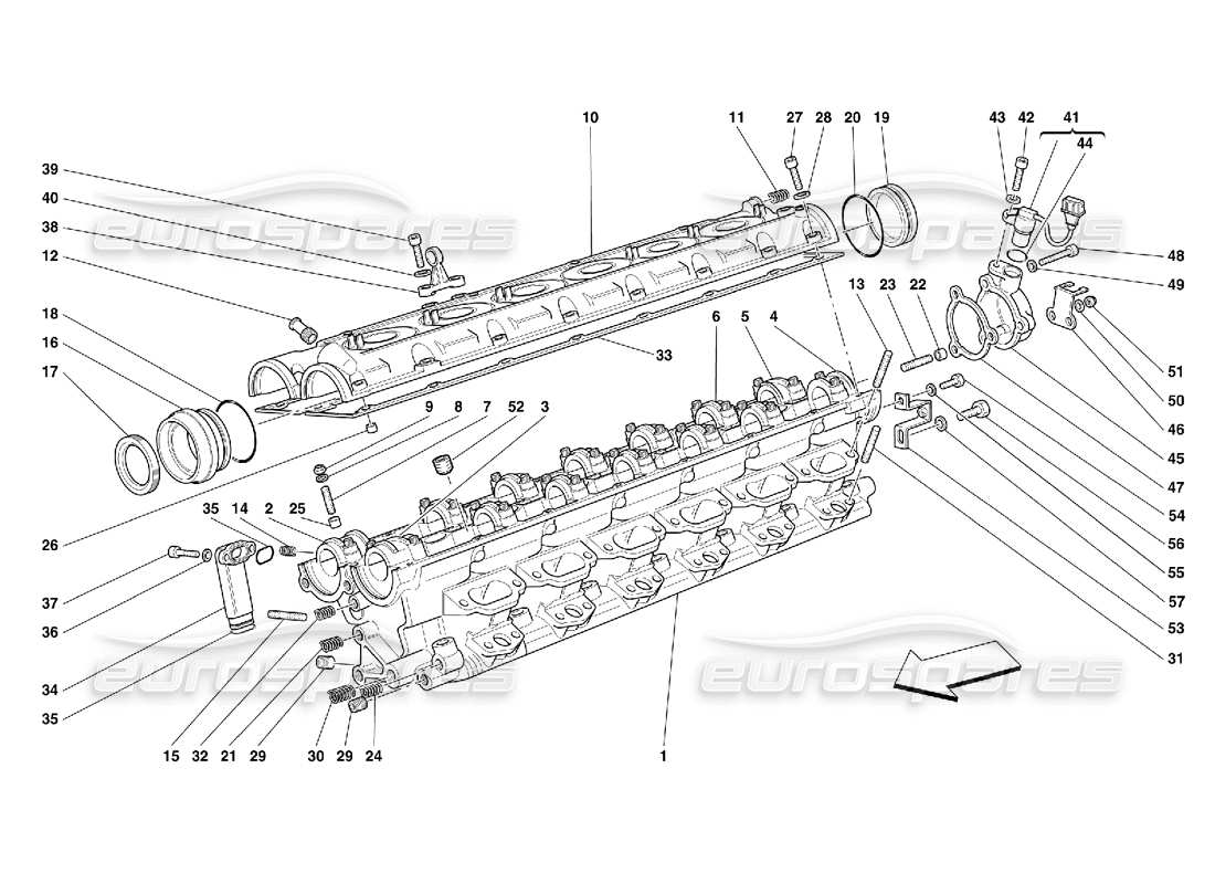 ferrari 456 gt/gta teilediagramm für rechten zylinderkopf