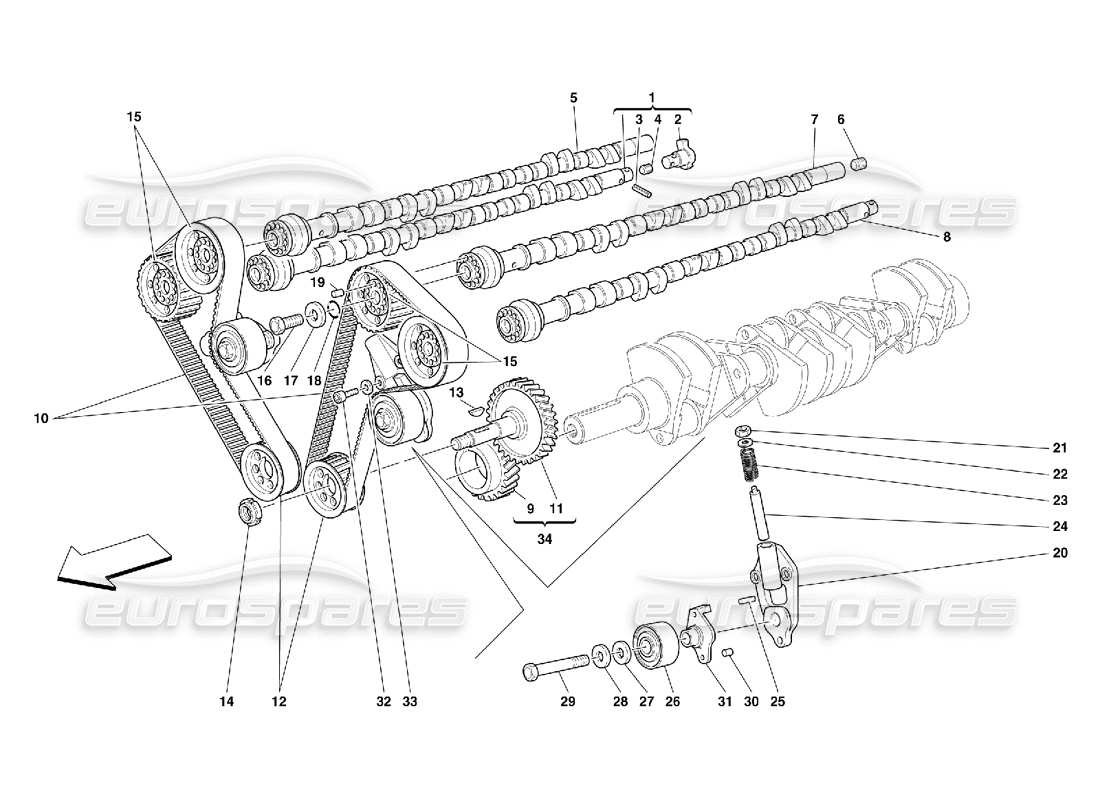 ferrari 456 gt/gta timing - steuerungen teilediagramm