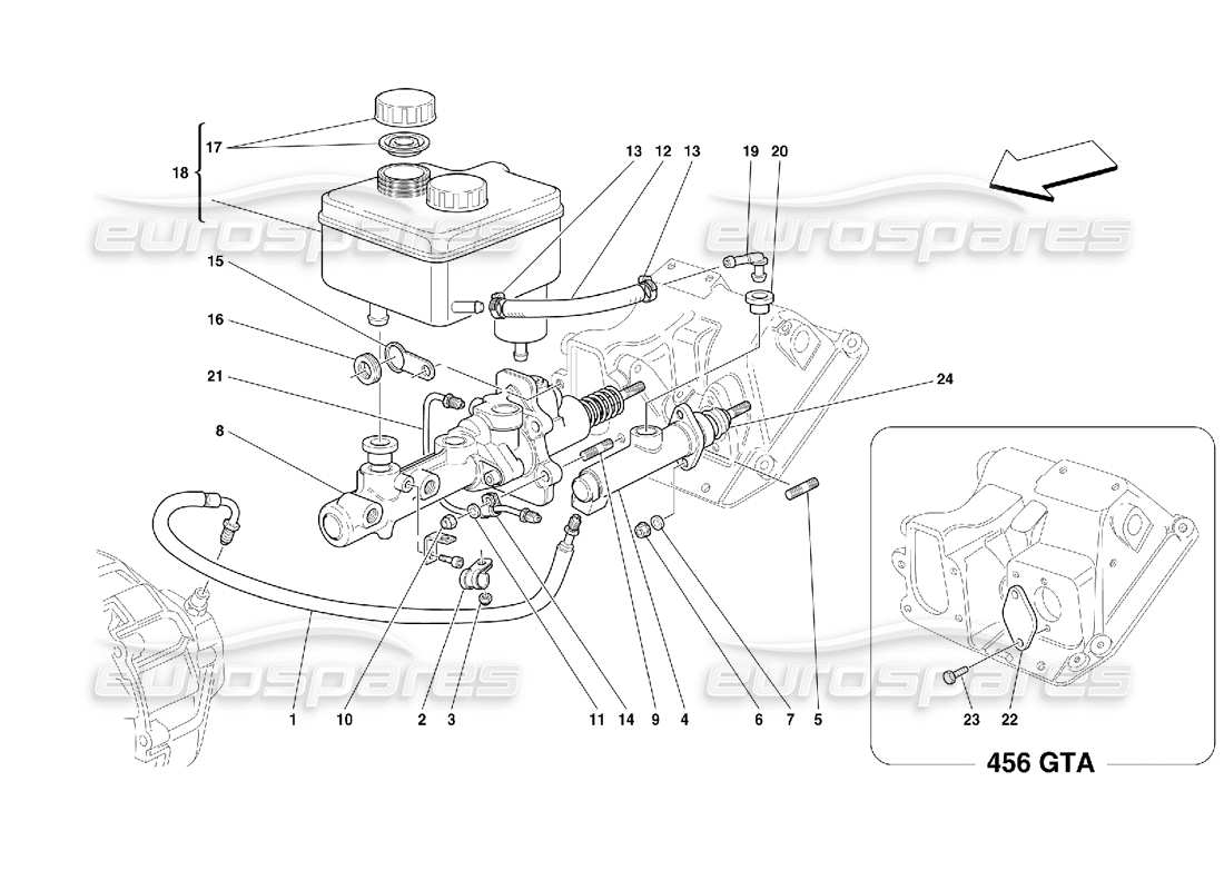 ferrari 456 gt/gta hydrauliksystem für bremse und kupplung - nicht für gd-teilediagramm