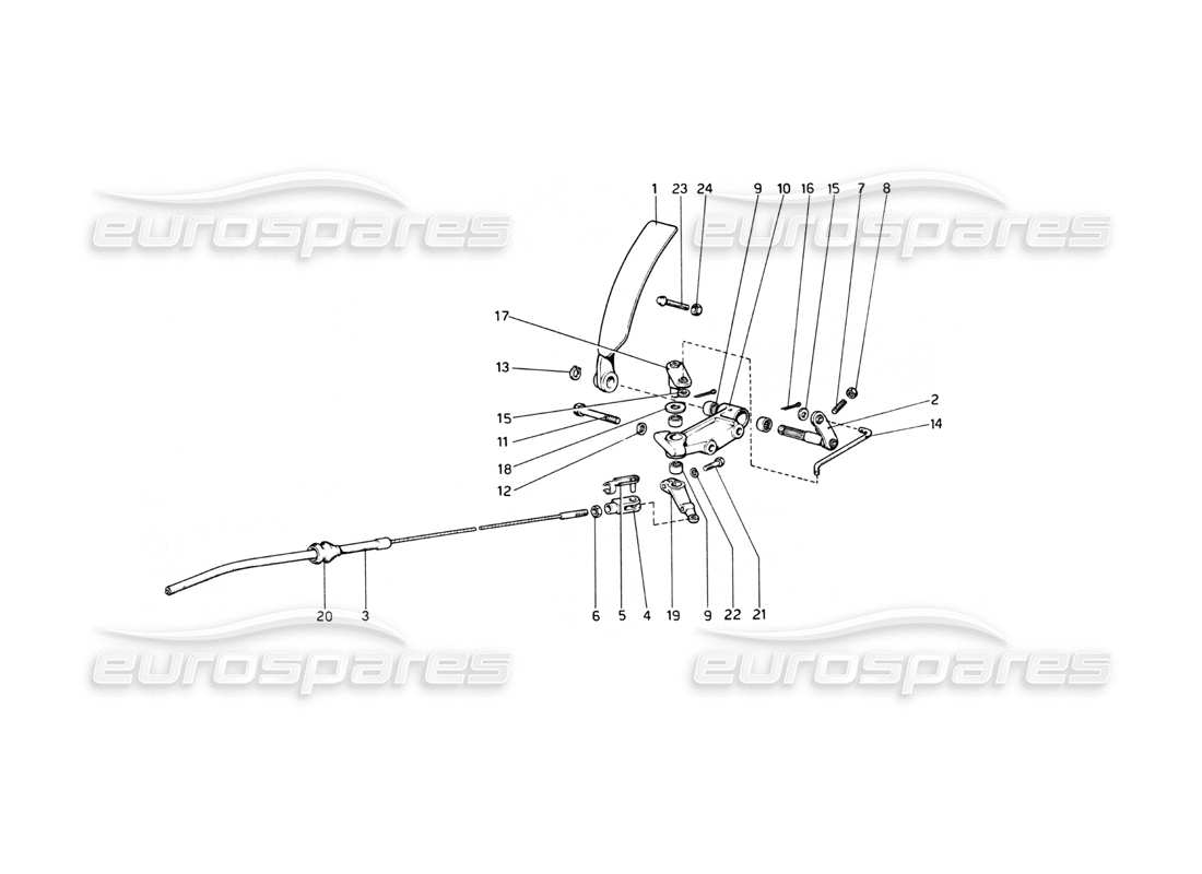 ferrari 512 bb drosselklappensteuerung (varianten für rh d. version) teilediagramm