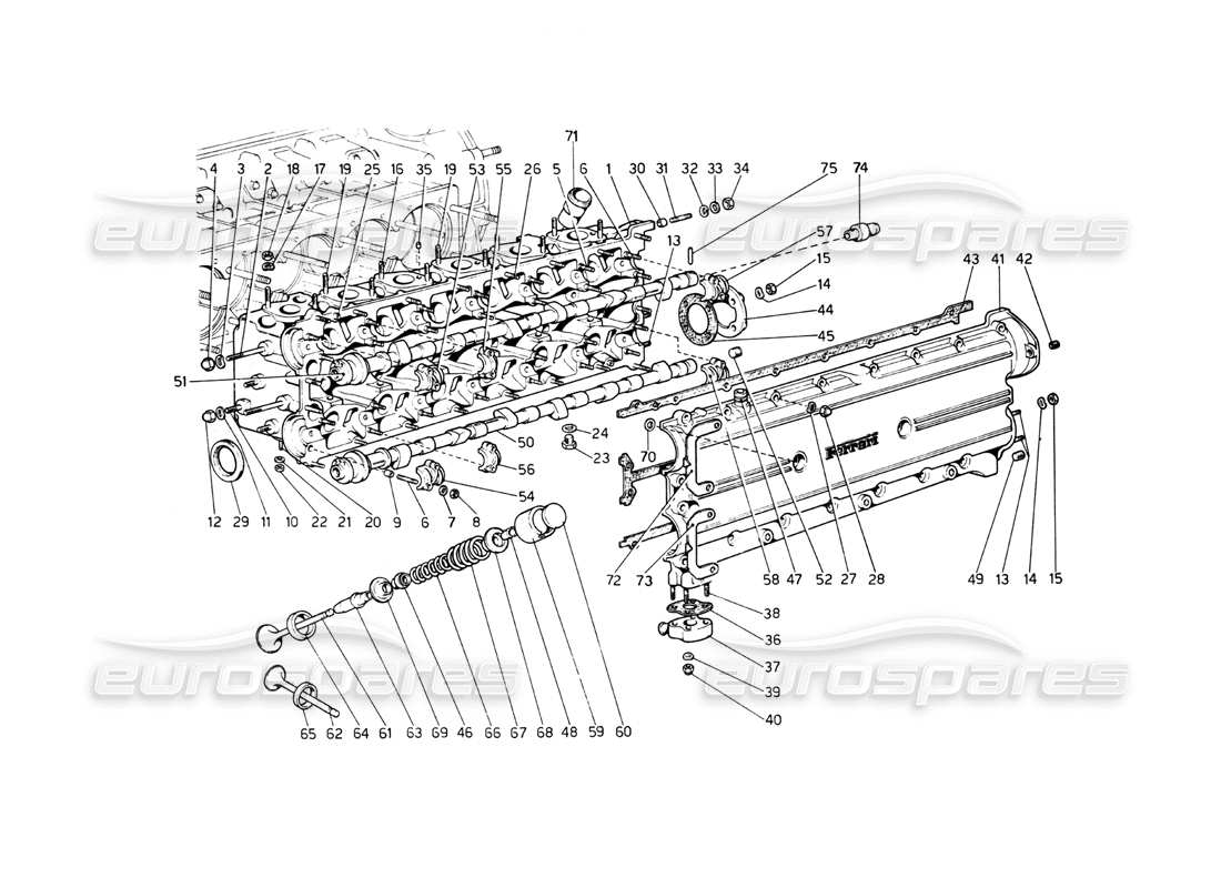 ferrari 512 bb zylinderkopf (links) teilediagramm