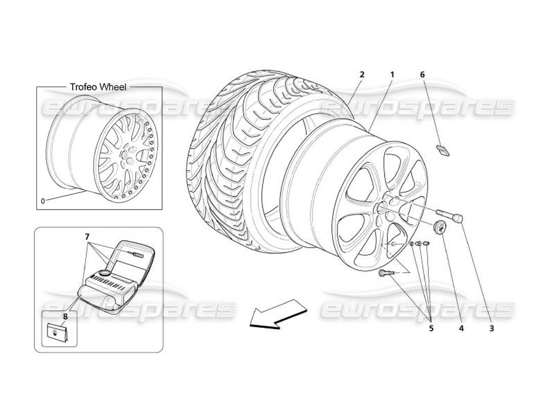 maserati 4200 spyder (2005) räder ersatzteildiagramm