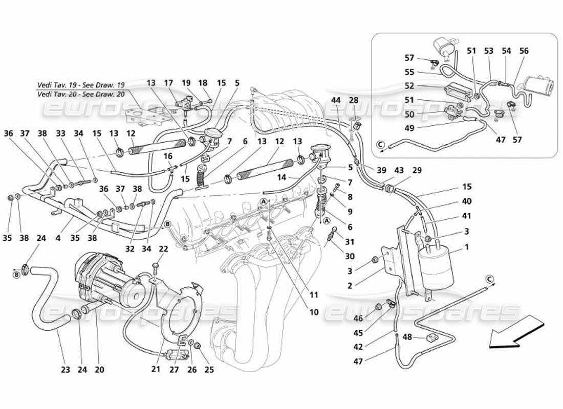 maserati 4200 gransport (2005) sekundärluftsystem teilediagramm