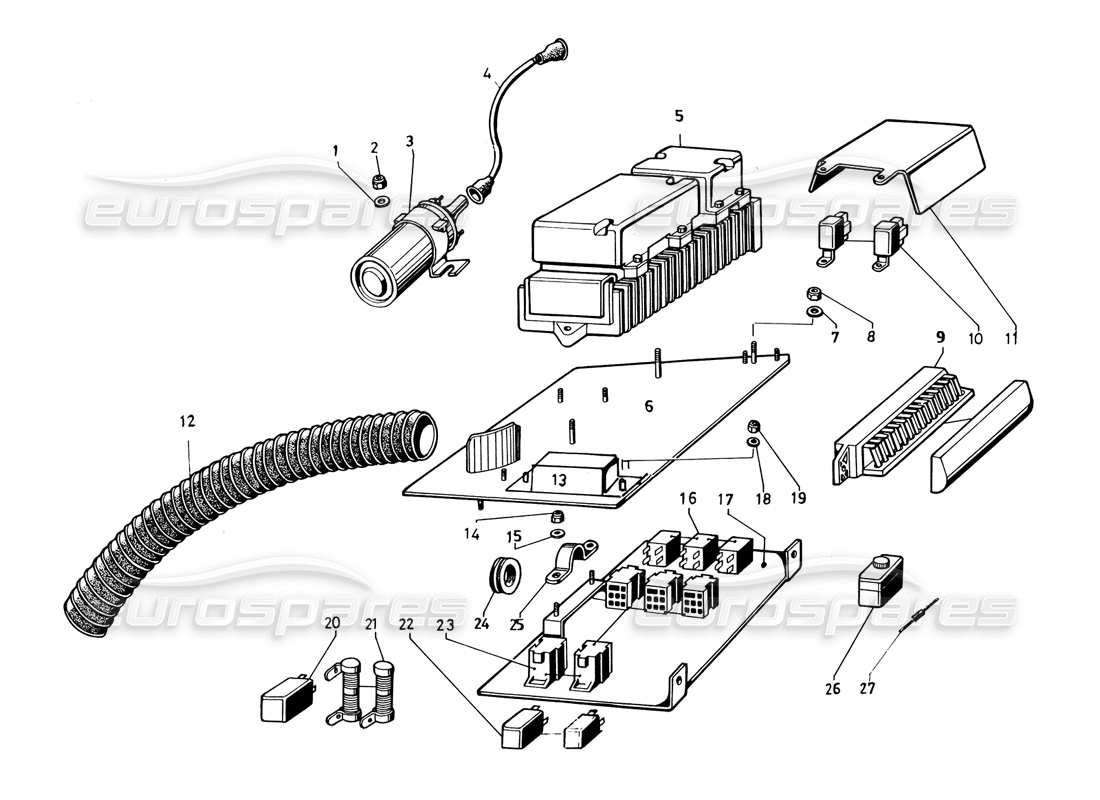 lamborghini countach 5000 qvi (1989) teilediagramm des elektrischen systems