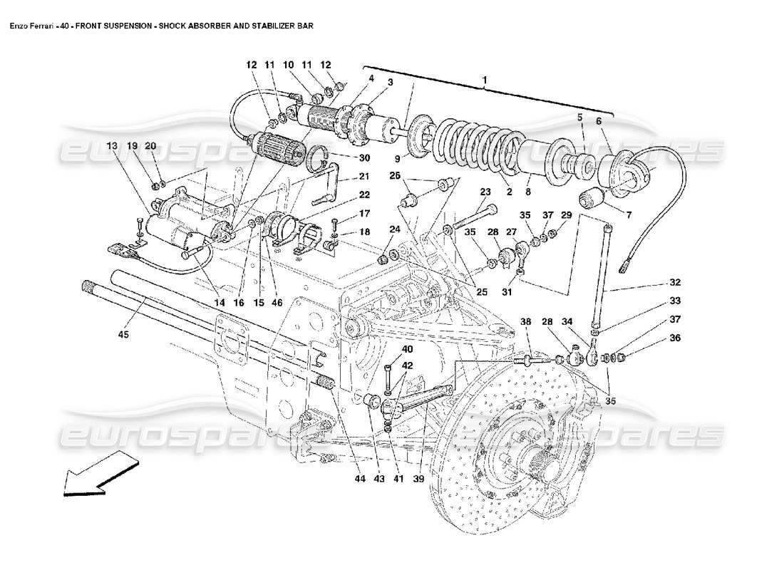 FERRARI ENZO STOßDÄMPFER UND STABILISATOR DER VORDERRADAUFHÄNGUNG TEILEDIAGRAMM ferrari enzo stoßdämpfer und stabilisator der vorderradaufhängung teilediagramm