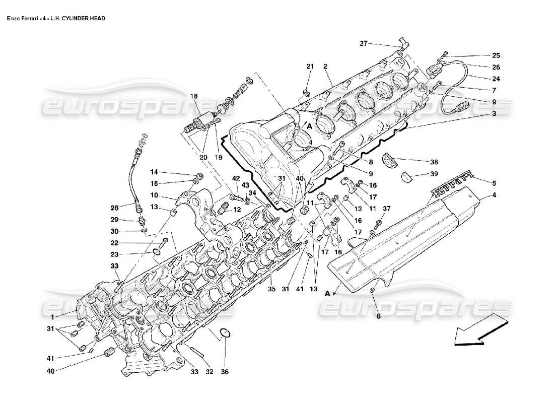 FERRARI ENZO TEILEDIAGRAMM DES LINKEN ZYLINDERKOPFES ferrari enzo teilediagramm des linken zylinderkopfes