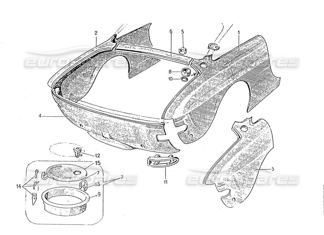 ferrari 330 gt 2+2 (coachwork) teilediagramm für heckverkleidungen