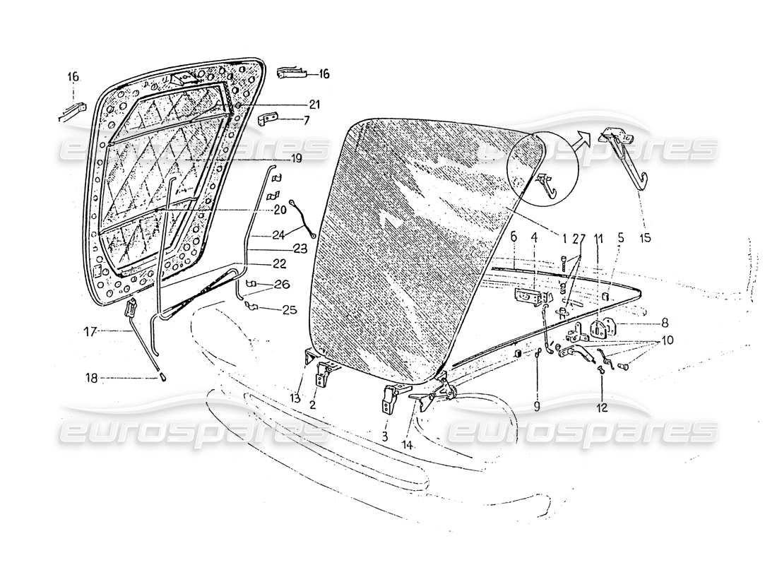 ferrari 330 gt 2+2 (coachwork) teilediagramm für motorhaube und verkleidungen