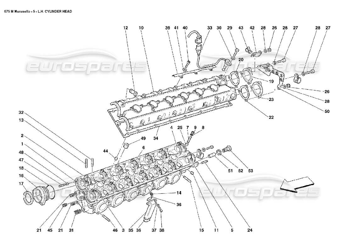 ferrari 575m maranello teilediagramm des linken zylinderkopfes