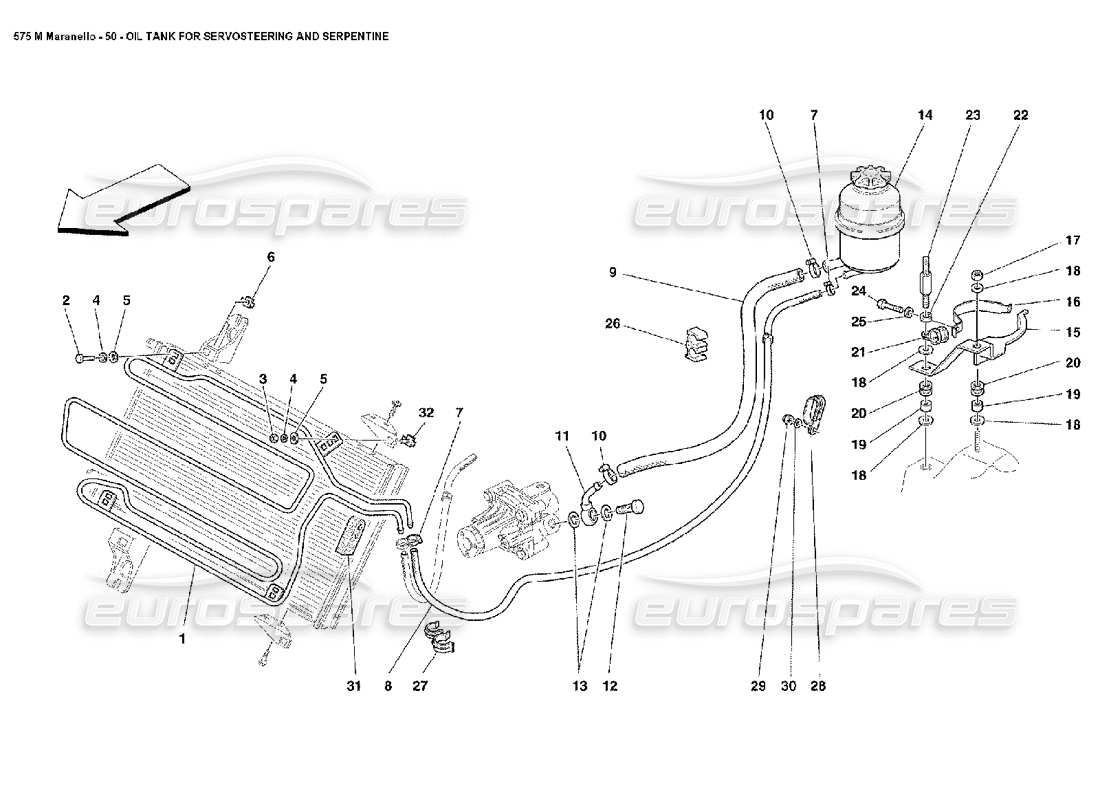 ferrari 575m maranello öltank für servolenkung und serpentine teilediagramm