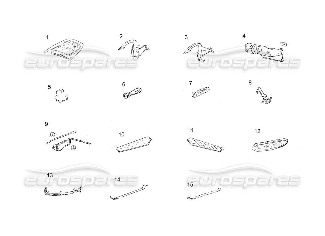 ferrari 250 gt (coachwork) bonnet and fittings part diagram