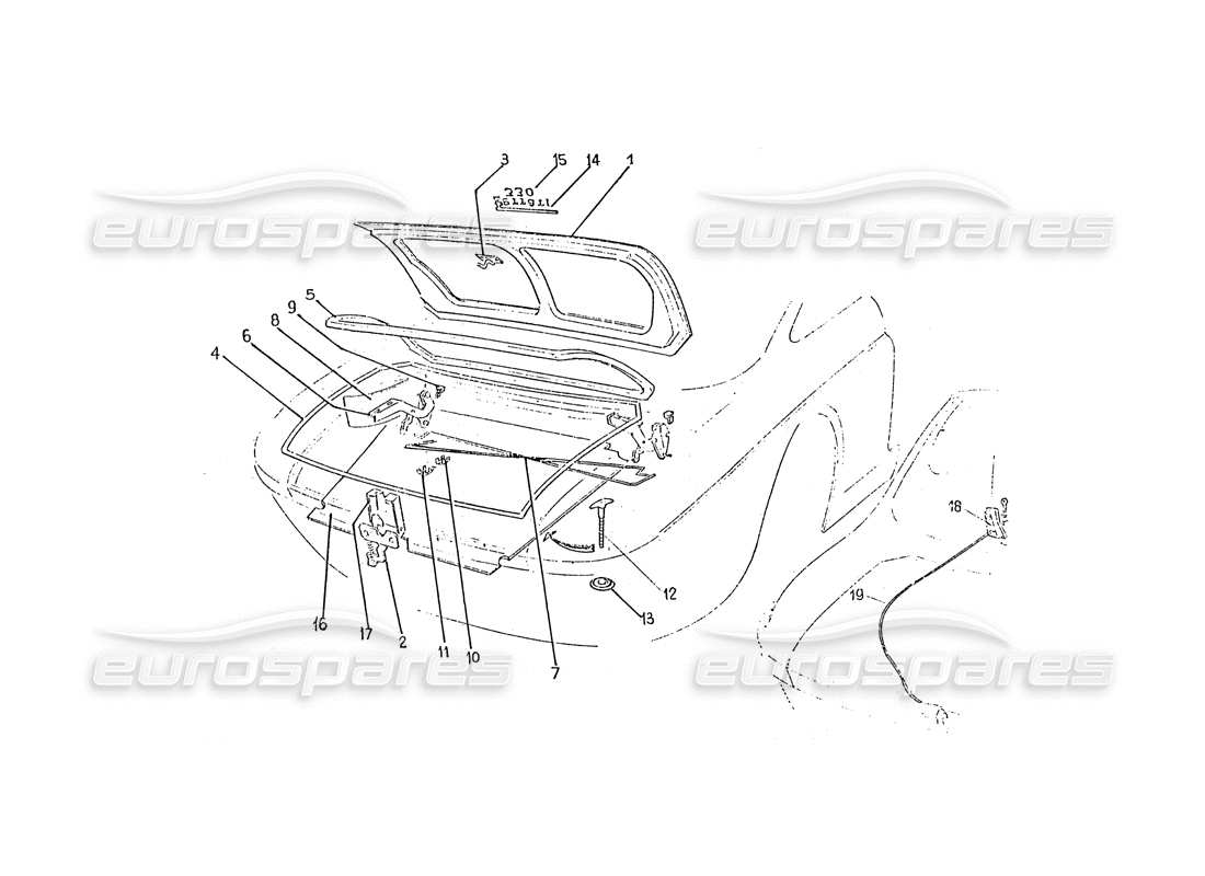 ferrari 330 gtc / 365 gtc (coachwork) boot-teilediagramm