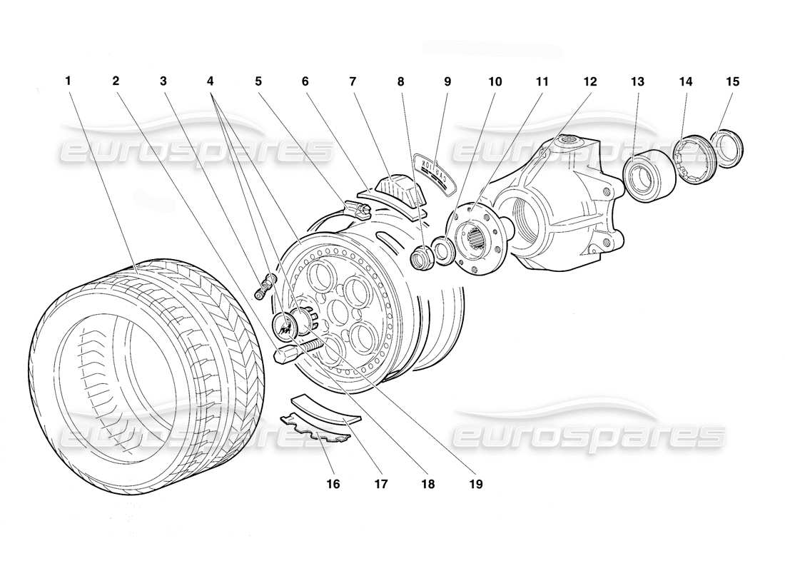 lamborghini diablo vt (1994) vorderrad- und nabenträger teilediagramm