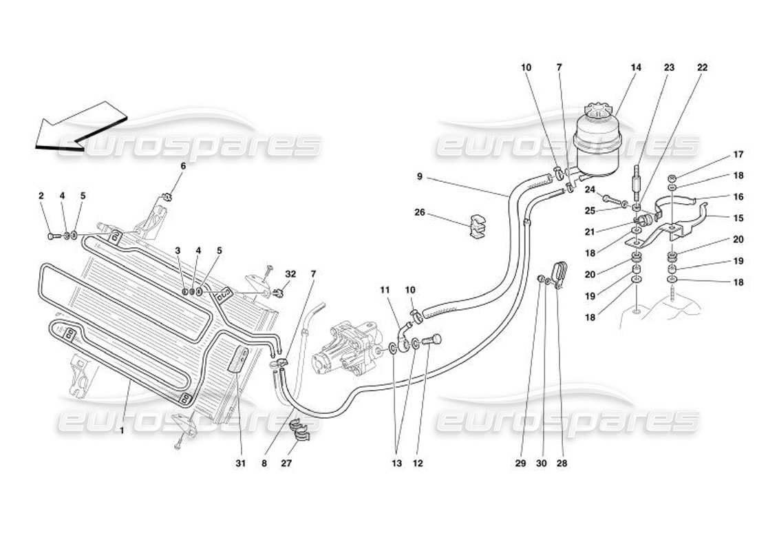 ferrari 575 superamerica öltank für servolenkung und serpentine teilediagramm