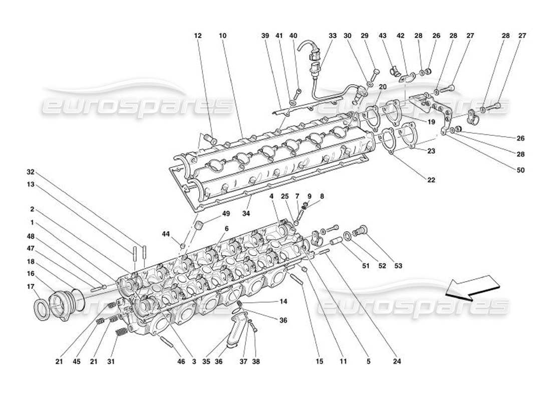 ferrari 575 superamerica teilediagramm des linken zylinderkopfes