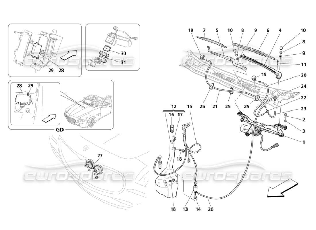 maserati qtp. (2006) 4.2 auto-außendienste teilediagramm