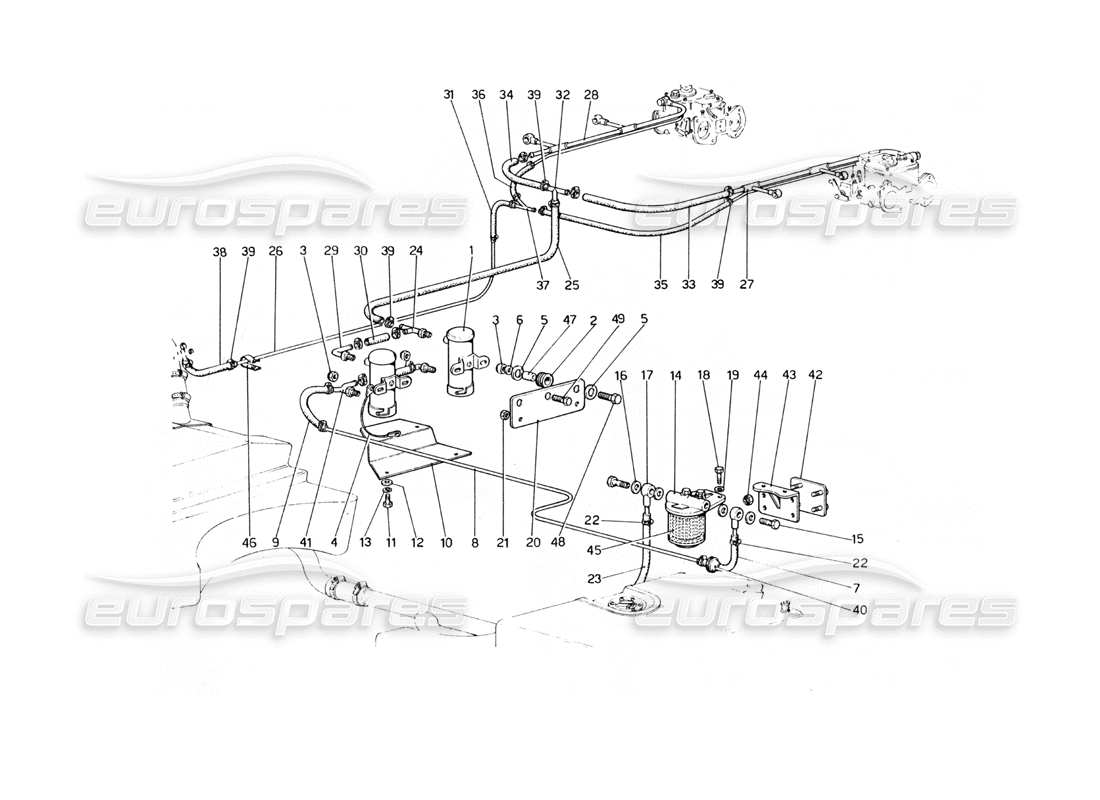 ferrari 400 gt (mechanical) kraftstoffpumpen und -leitungen teilediagramm