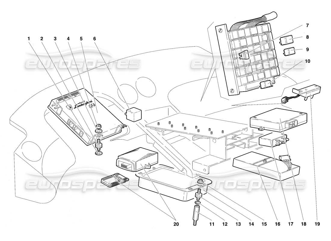 lamborghini diablo vt (1994) elektrisches system teilediagramm