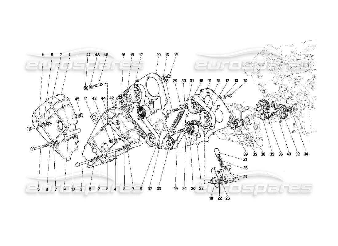 ferrari f40 timing - steuerungen teilediagramm
