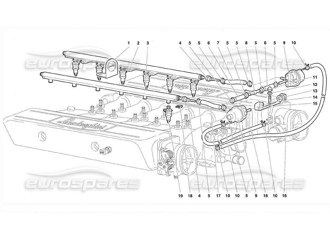 lamborghini diablo vt (1994) kraftstoffsystem teilediagramm