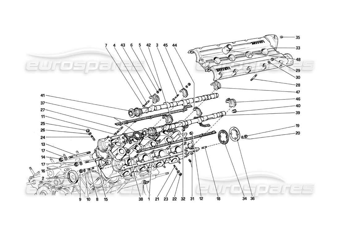 ferrari 208 turbo (1982) zylinderkopf (links) teilediagramm