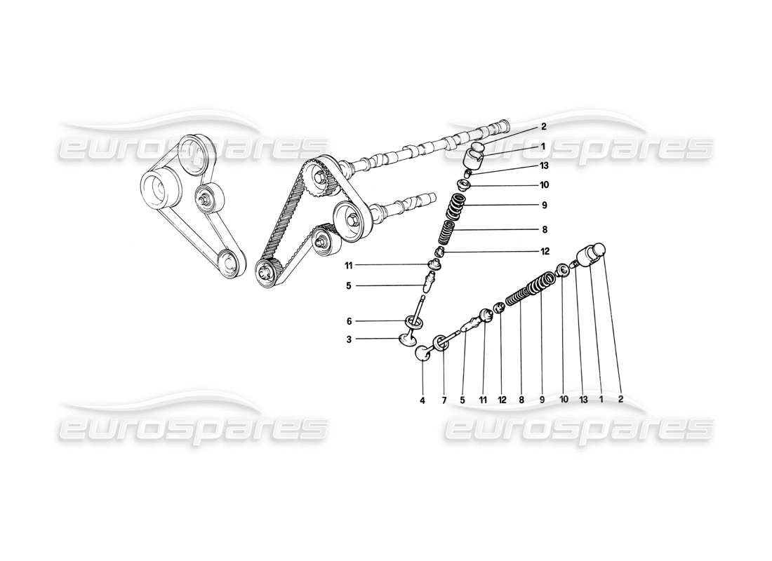 ferrari 208 turbo (1982) steuersystem - stößel-teilediagramm