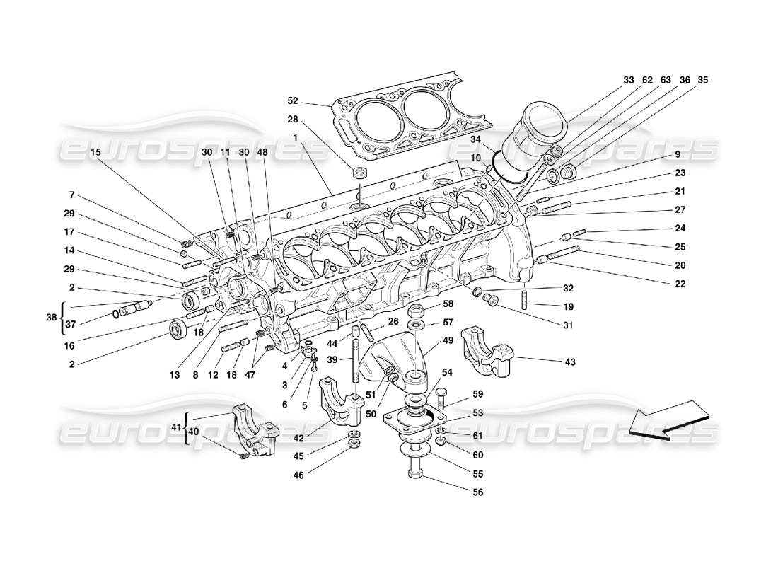 ferrari 456 gt/gta kurbelgehäuse-teilediagramm