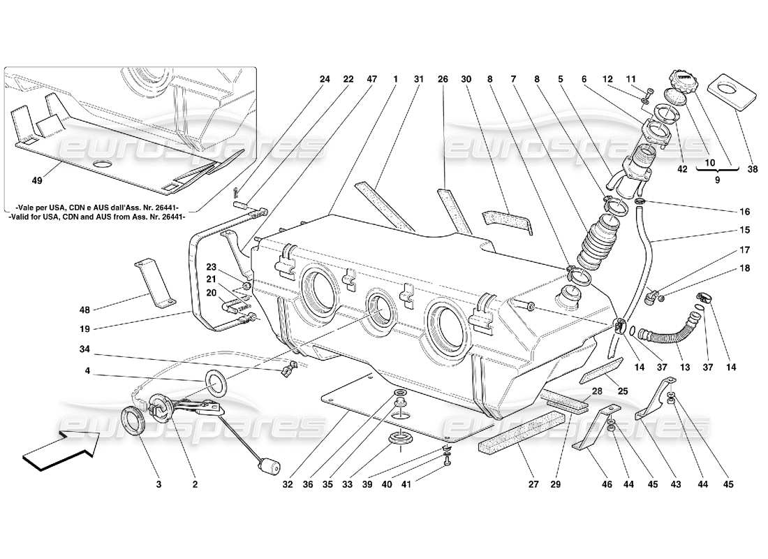 ferrari 456 gt/gta kraftstofftank teilediagramm