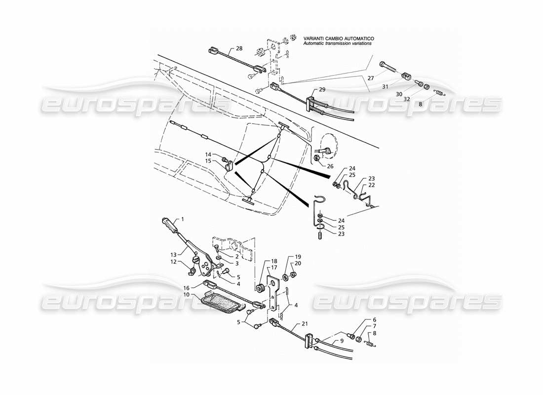 maserati qtp v6 (1996) teilediagramm der handbremssteuerung