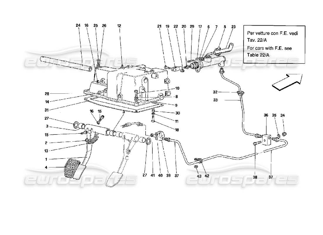 ferrari mondial 3.4 t coupe/cabrio kupplungsausrücksteuerung - gültig für gd-teilediagramm