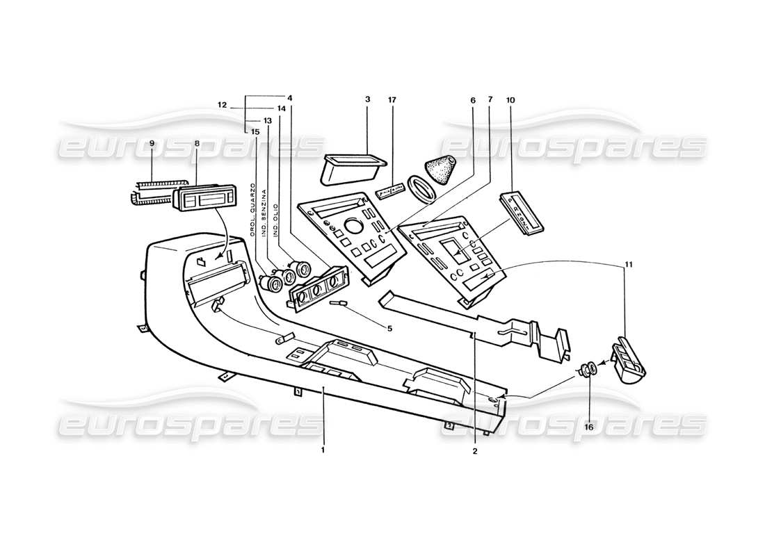 ferrari 400 gt / 400i (coachwork) innere mittelkonsolenverkleidungen teilediagramm