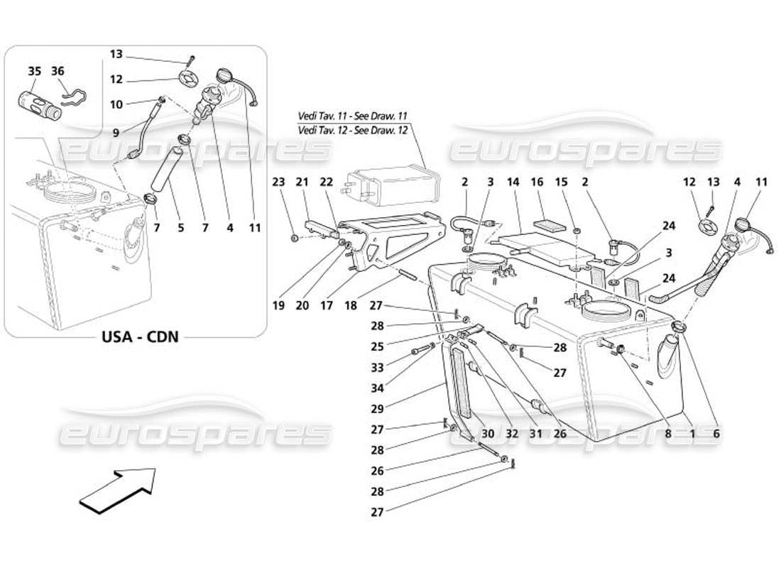 maserati 4200 gransport (2005) diagramm für kraftstofftanks und verbindungsteile
